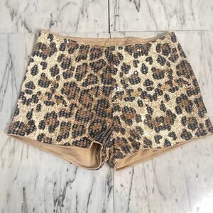 Leopard Sequin Stretch Women’s Medium Performance Dance Costume Shorts